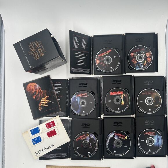 The Nightmare on Elm Street Collection 8-DVD Set 1999 Book, 3D Glasses Freddy - Picture 1 of 8